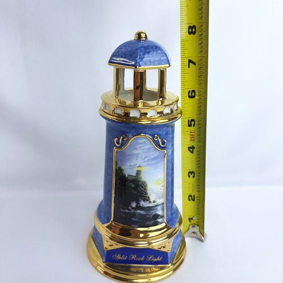 Thomas Kinkade "Light of Peace" Blue Lighthouse 2004 Illuminated Coastal Décor - Picture 10 of 11